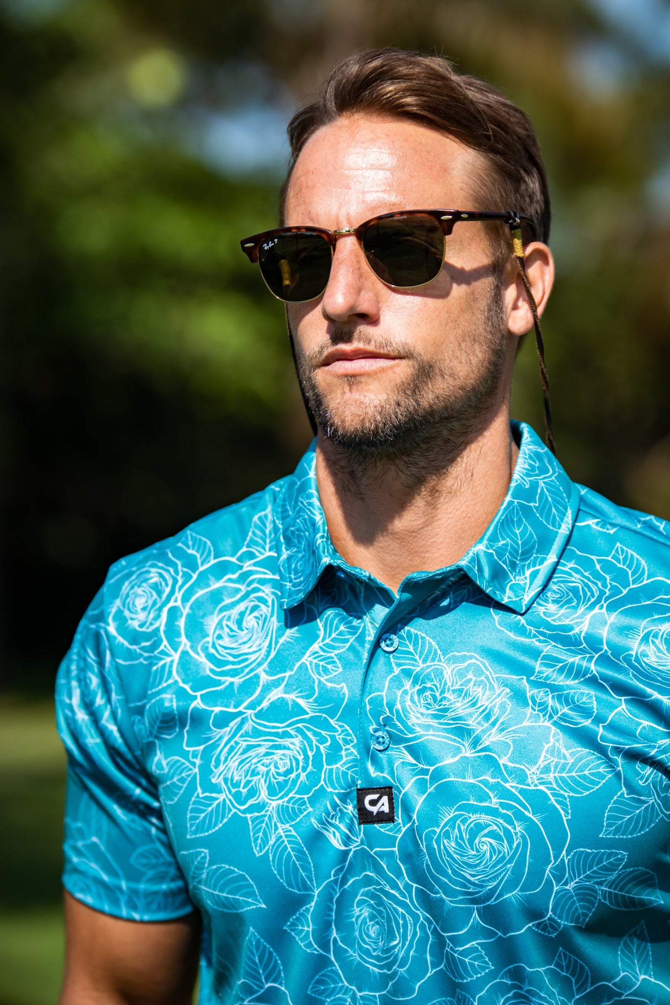 Polo Roses Open CA Funky Polo | Teal Roses – Custom Golf Global AU
